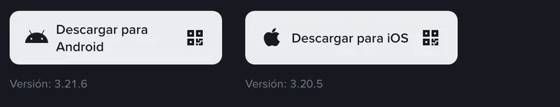 Bloque público de descarga de Binance en español con el botón Descargar para Android, la versión 3.21.6 y, al lado, la versión 3.20.5 para iOS.